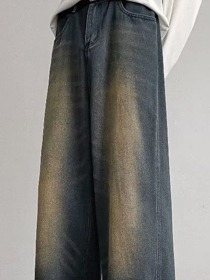 Men Mid-Rise Heavy Fade Wide Leg Jeans