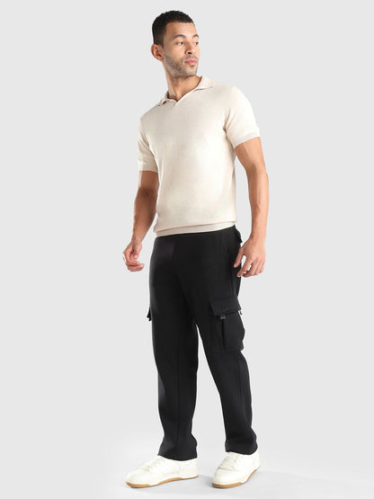 Men Solid Polo Collar Pure Cotton T-shirt