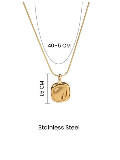 SALTY Stainless Steel Gold-Plated Square Shaped Textured Pendant With Chain