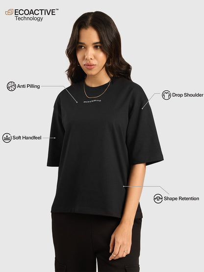 Women Graphic Printed Round Neck Oversized Cotton T-shirt