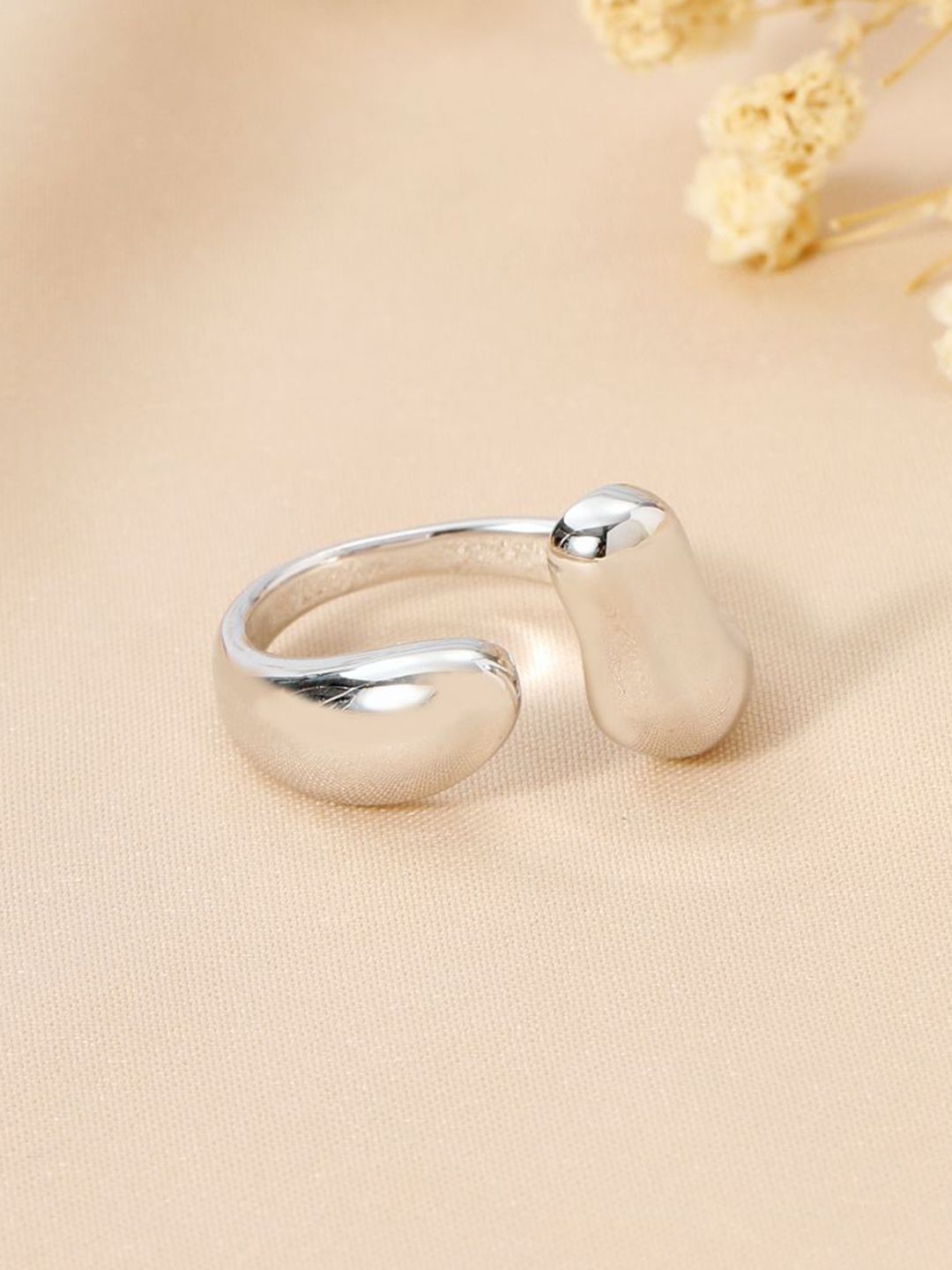 SALTY Chunky Molten Metal Silver Ring For Women & Girls Stylish Adjustable Finger Ring