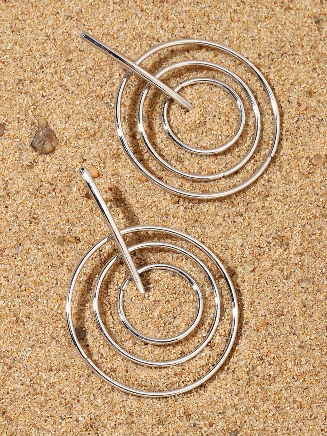 SALTY Silver-Plated Contemporary Drop Earrings
