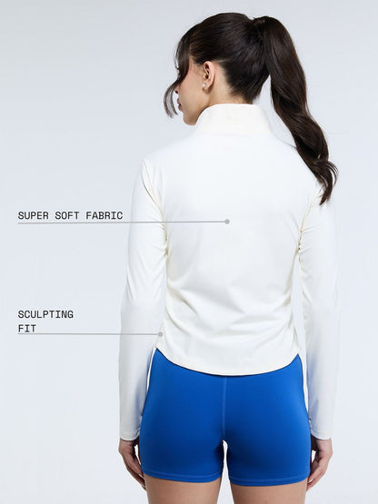 Women Ivory Zip-It-Up Top