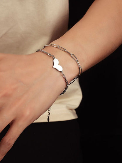 Men Handcrafted Silver-Plated Link Bracelet