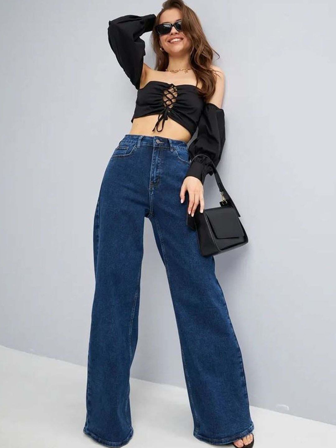 Women Wide Leg High-Rise Jeans