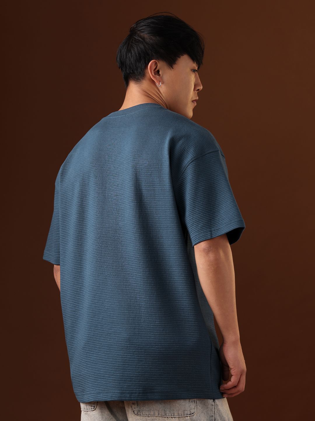 Men Oversized Ottoman Teal Tshirts