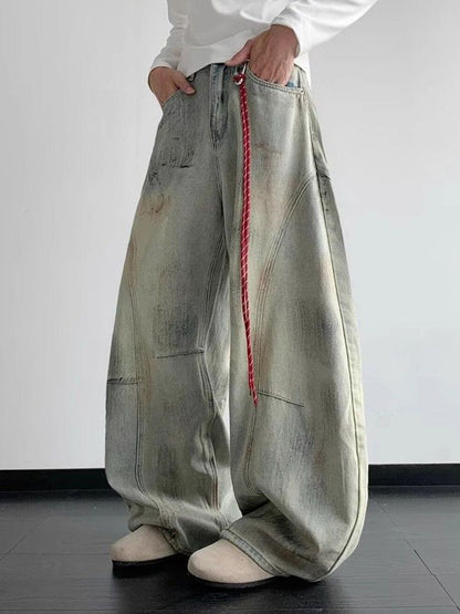 Men Wide Leg Mid-Rise Medium Fade Jeans