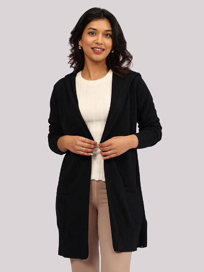 Women Hooded Long Sleeves Pure Cotton Shrug