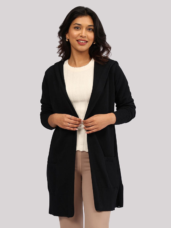 Women Hooded Long Sleeves Pure Cotton Shrug