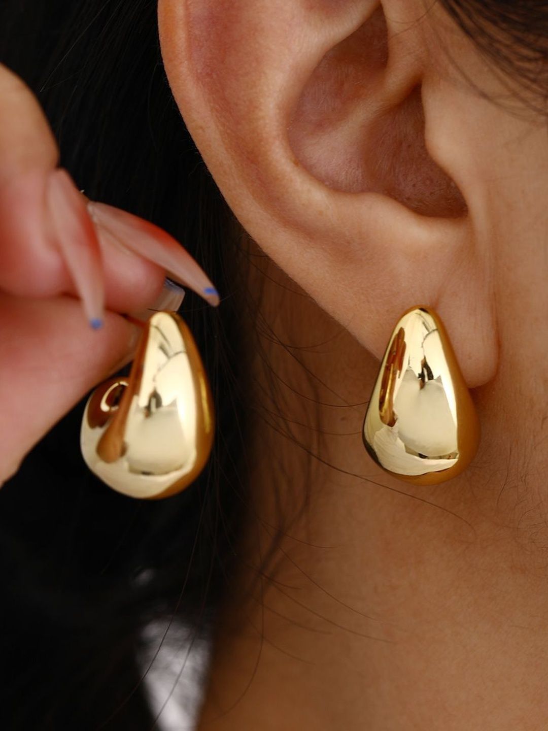 Teardrop Shaped Half Hoop Earrings