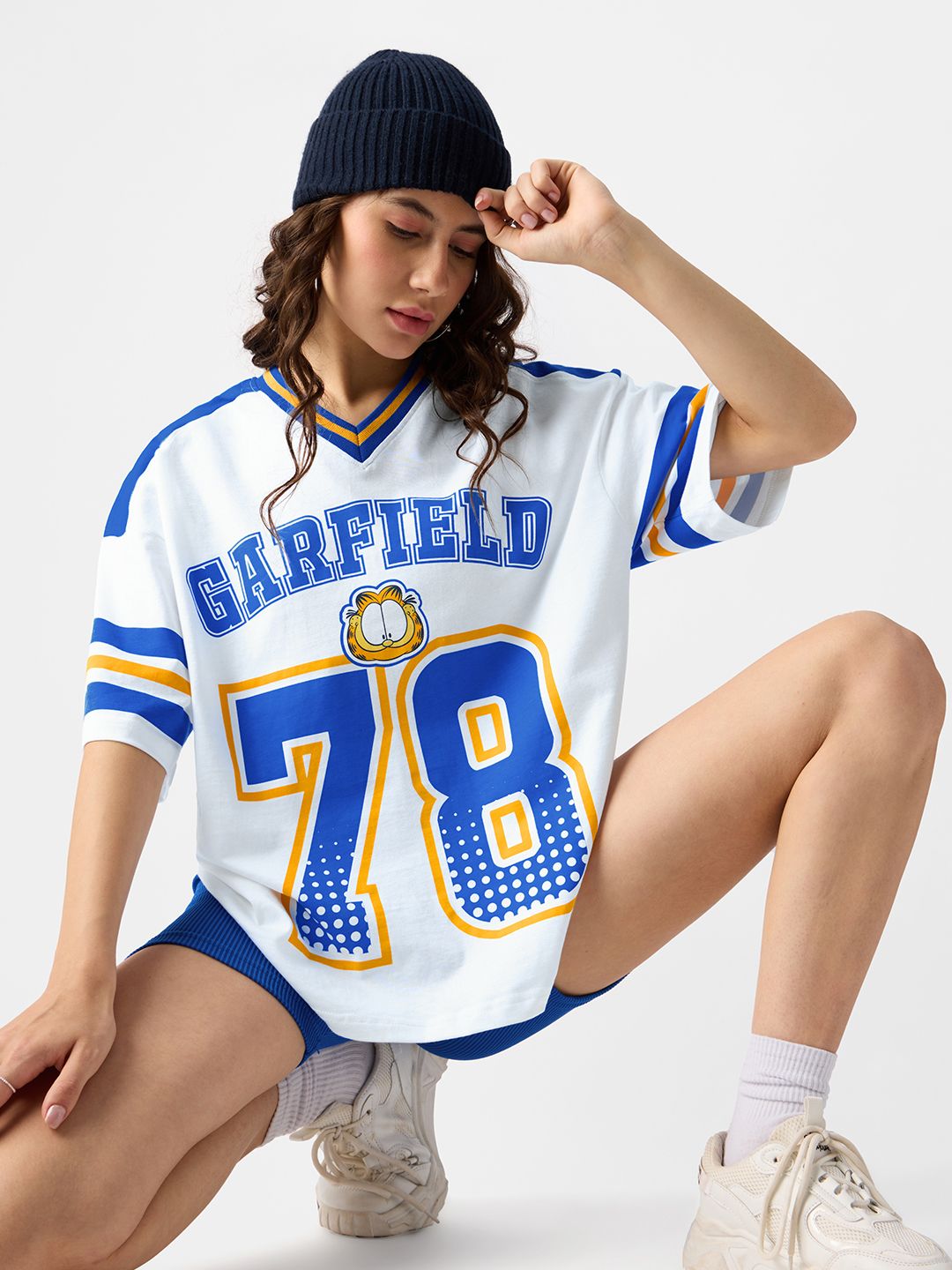 Women Oversized Garfield White Tshirts