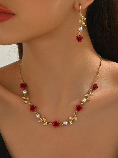 Gold-Plated Stone Studded and Beaded Jewellery Set