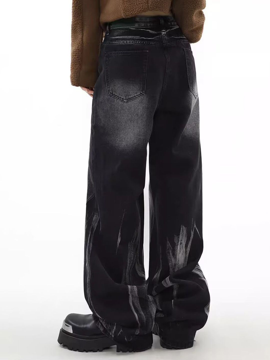 Men Wide Leg Mid-Rise Dark Fade Jeans