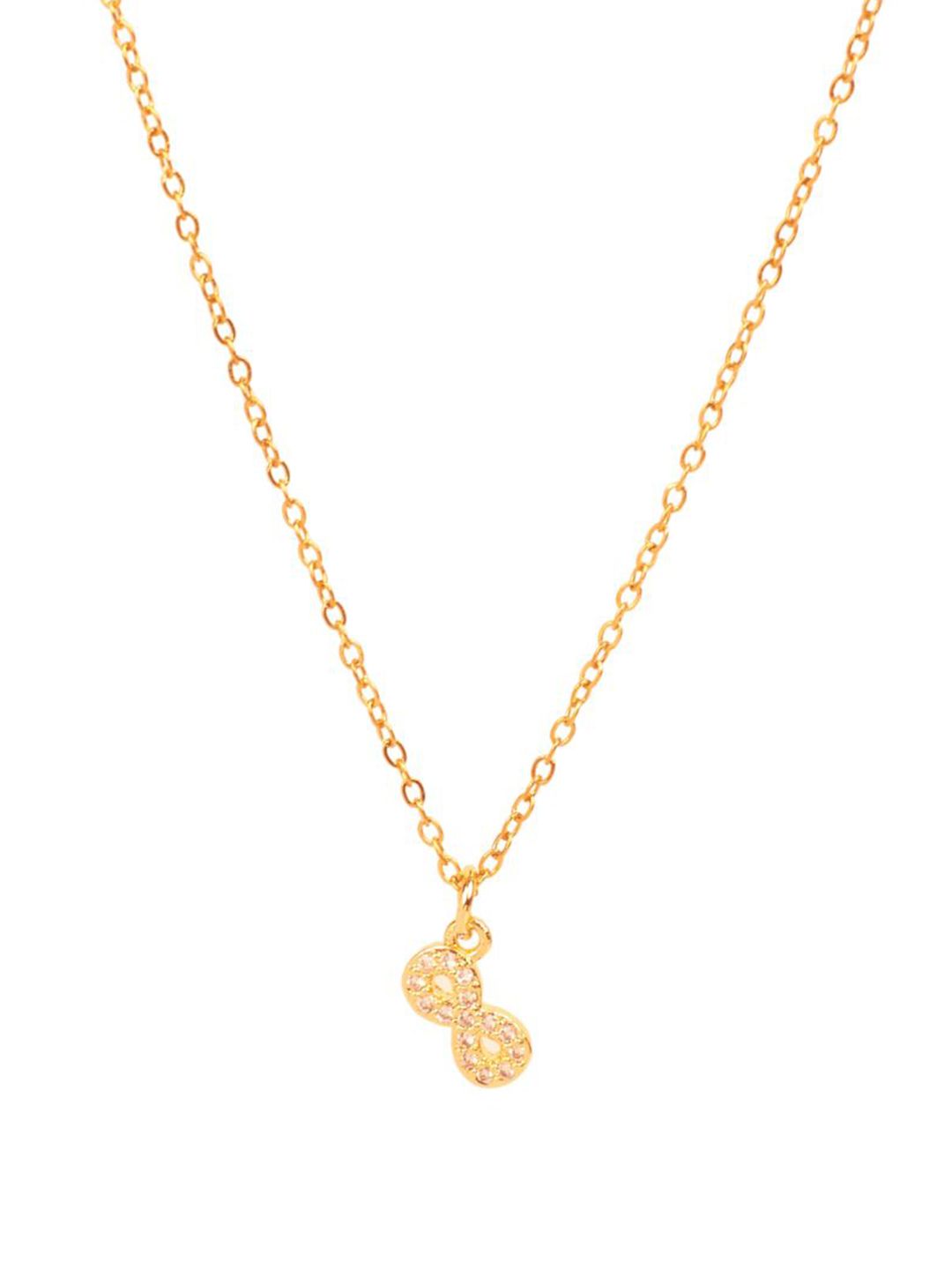 SALTY Stainless Steel Stone Studded Infinity Charm Pendant & Chain Jewellery Accessories