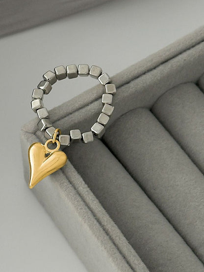 Silver-Plated Beaded Finger Ring