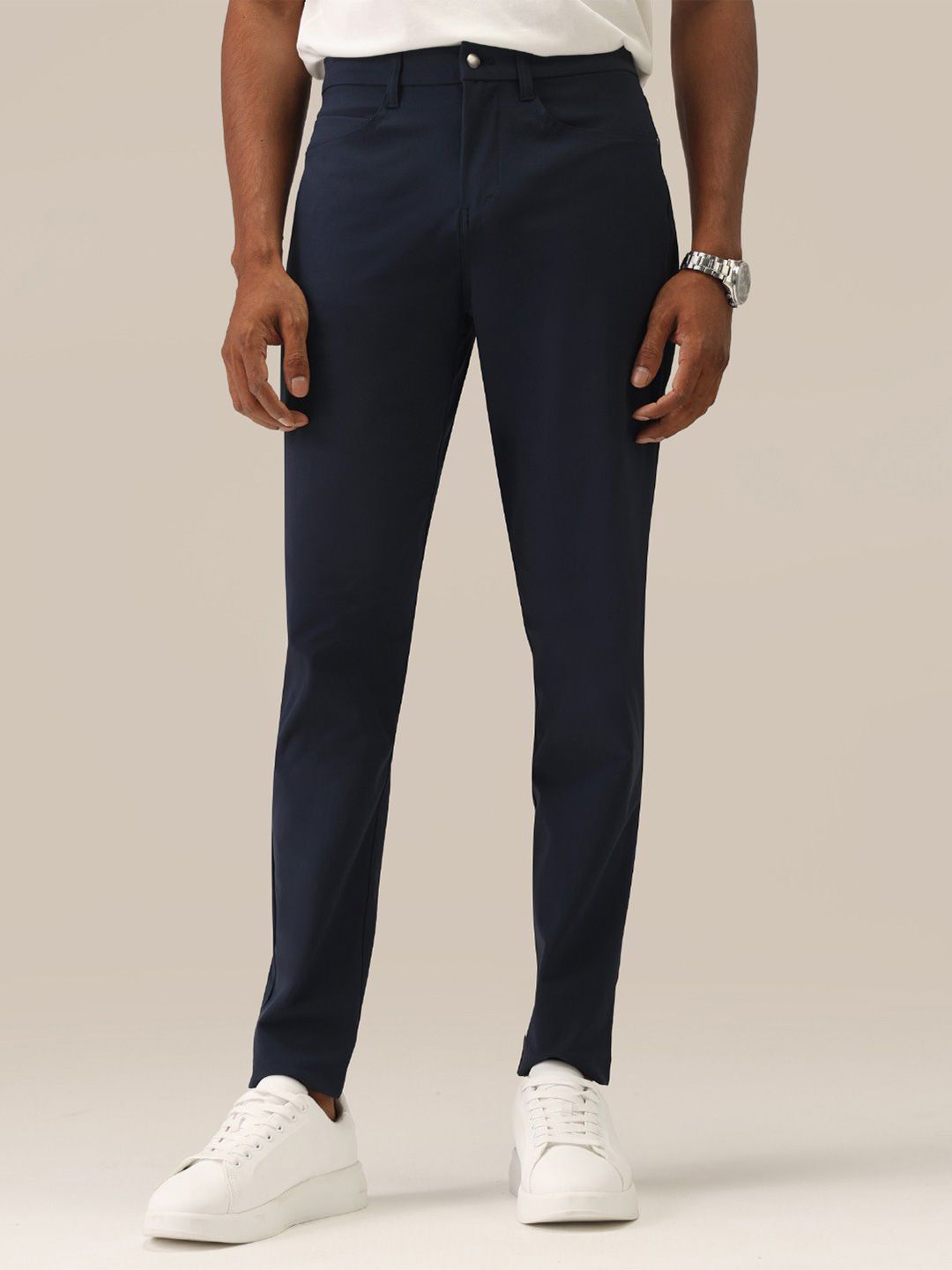 Men's Navy Blue Solid Regular Fit The Legendary Pants