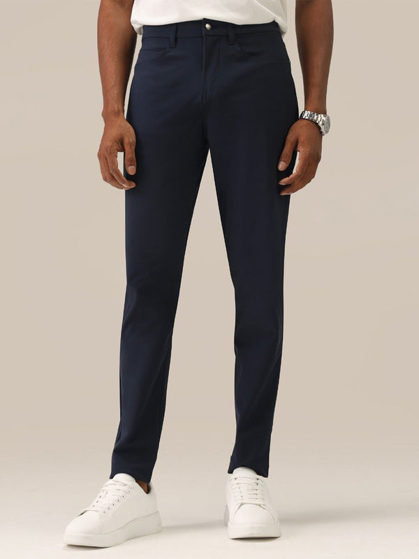 Men's Navy Blue Solid Regular Fit The Legendary Pants