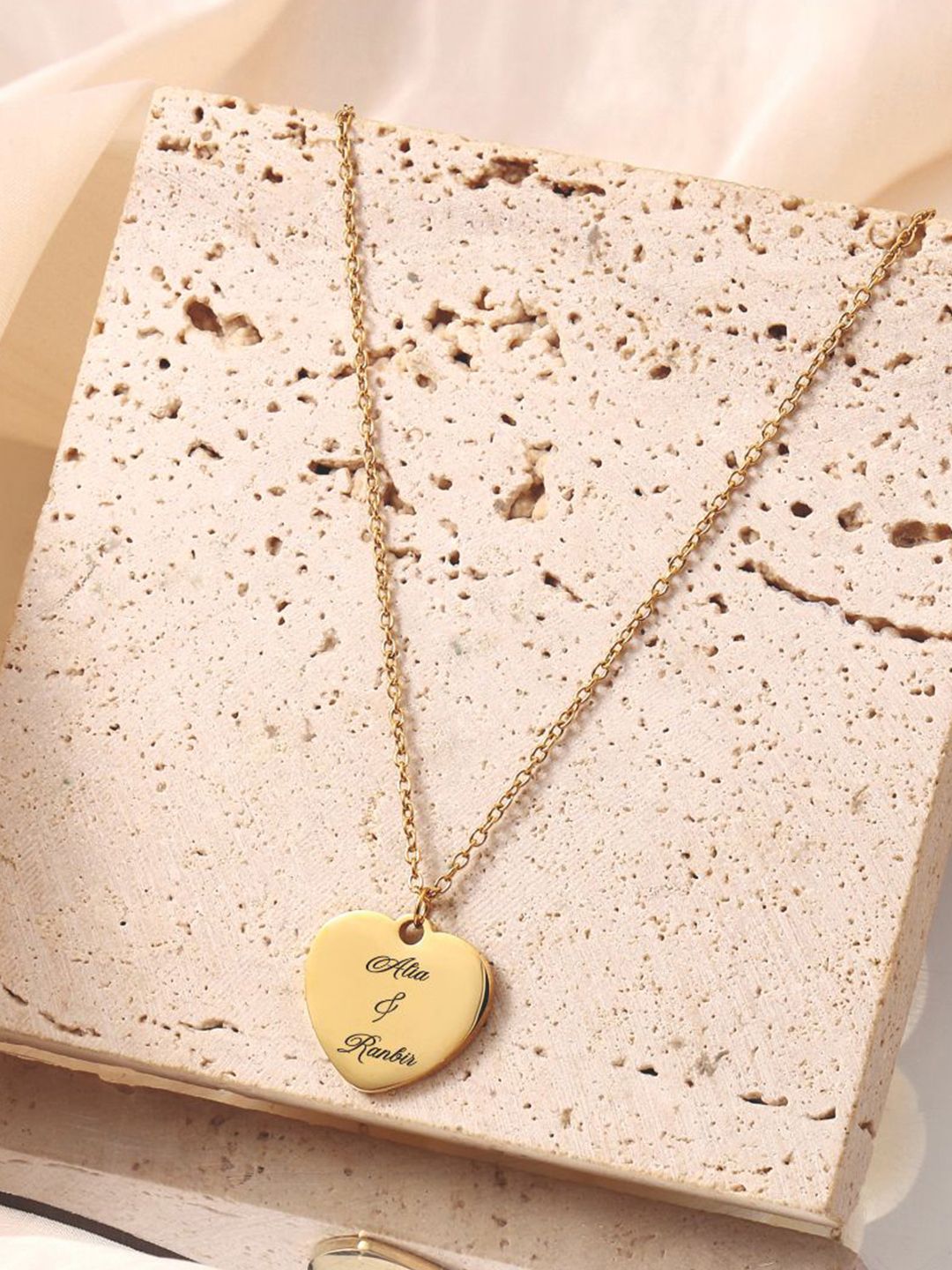 SALTY Pack of 2 Women Golden Love Minimal Personalised Necklace