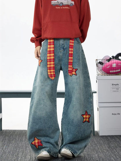 Men Wide Leg Mid-Rise Light Fade Printed Jeans