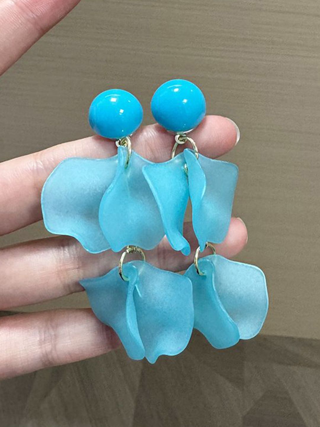 Pearls Beaded Leaf Shaped Drop Earrings