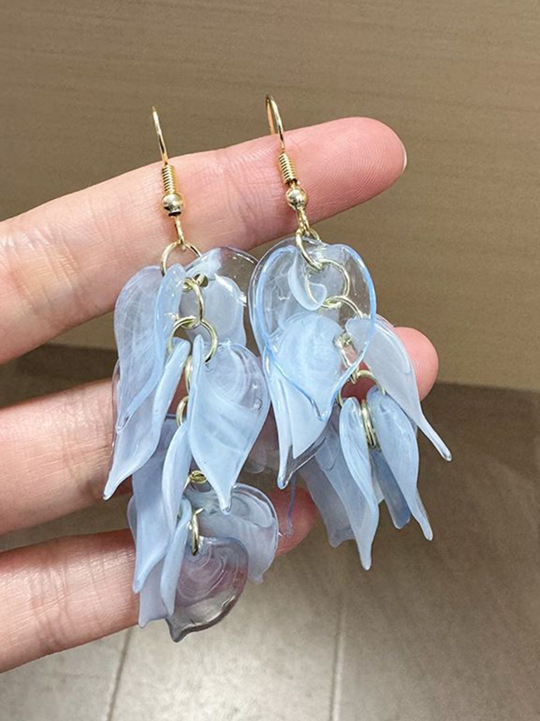 Gold Plated Leaf Shaped Drop Earrings