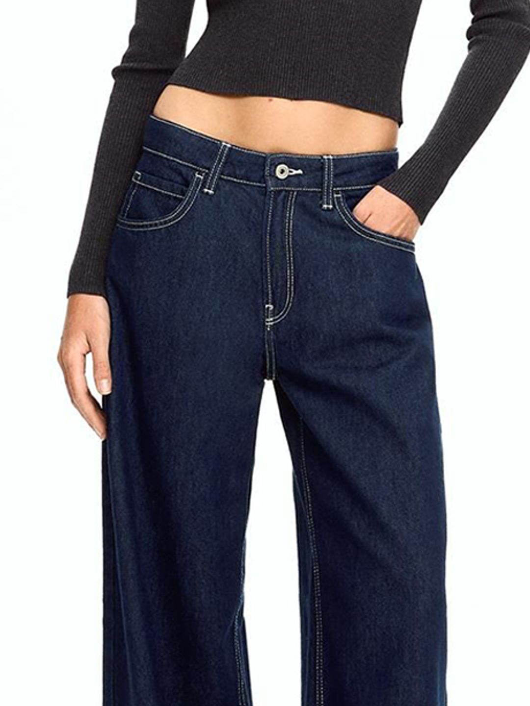 Pure Cotton Wide-Leg Jeans