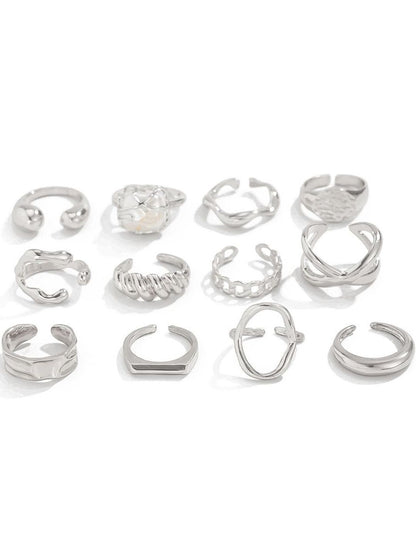 Set Of 12 Silver-Plated Finger Ring