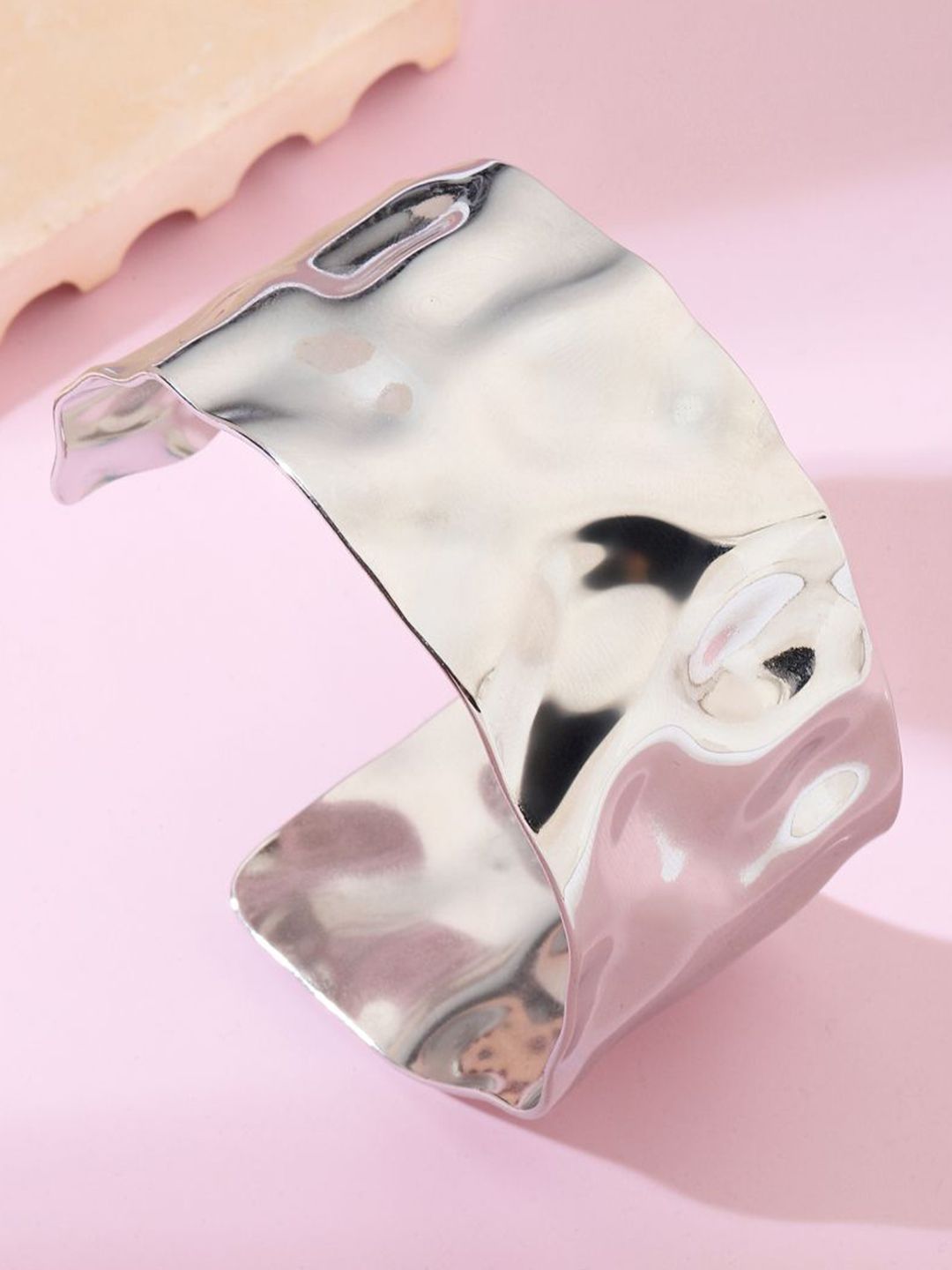 SALTY Stainless Steel Glimmering Grace Silver Cuff Bracelet