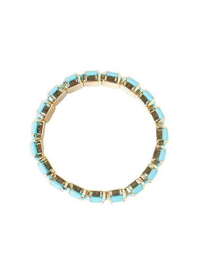 SALTY Women Stainless Steel Stone Studded Celestial Cyan Band Wraparound Bracelet