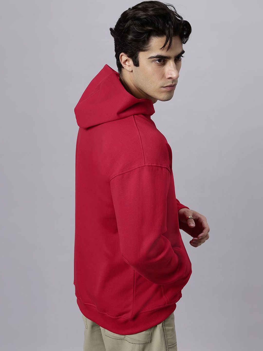 Men Solid Hooded Sweatshirt