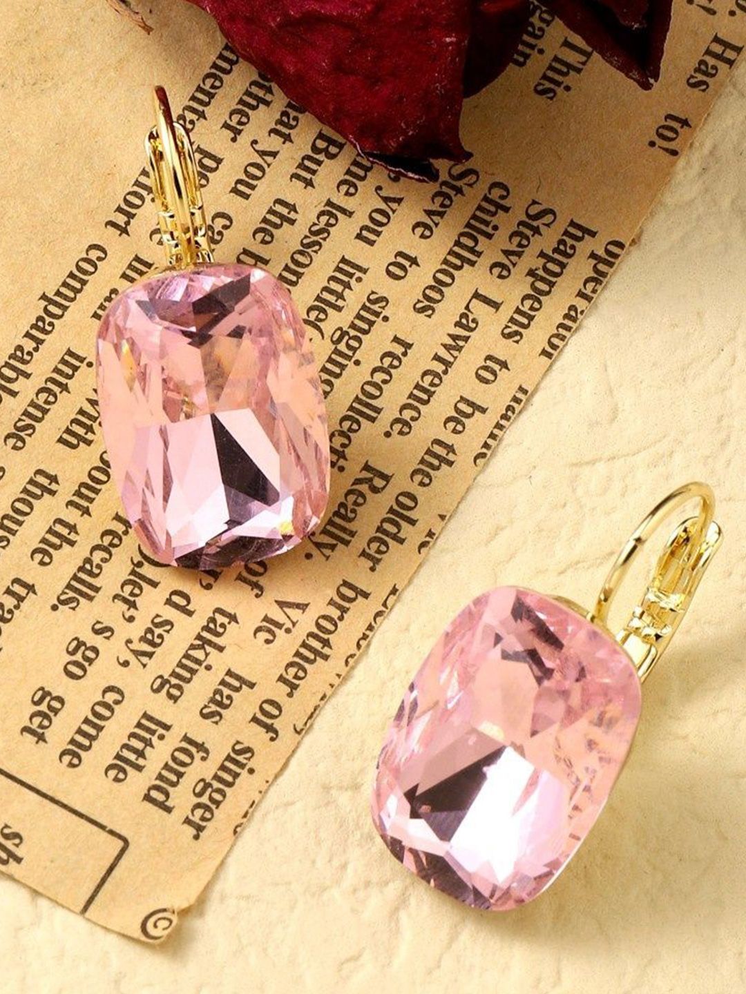 SALTY Square Shaped Stone Studded Hoop Earrings