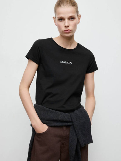 Women Brand Logo Printed Pure Cotton T-shirt