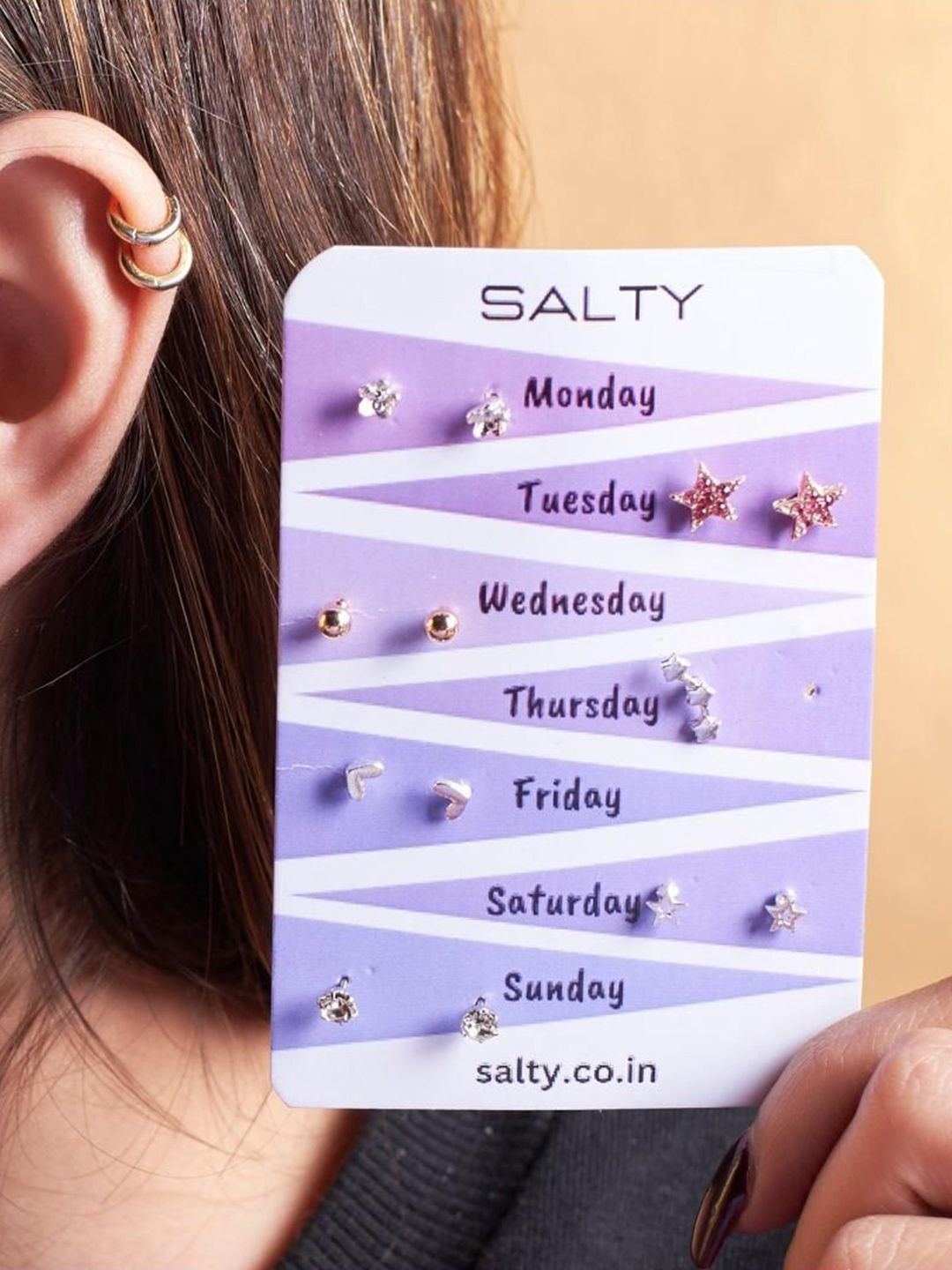 SALTY Set Of 7 Pearl Studded Hoop & Stud Earrings