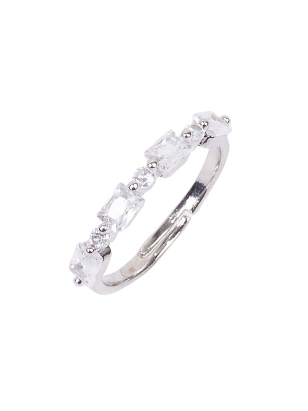 SALTY Gold-Plated Studded Crystal Stone Finger Ring