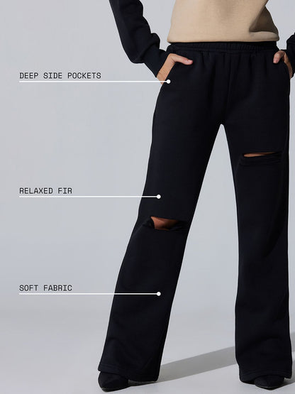 Women Cava Black Dual Slit Adapt Joggers