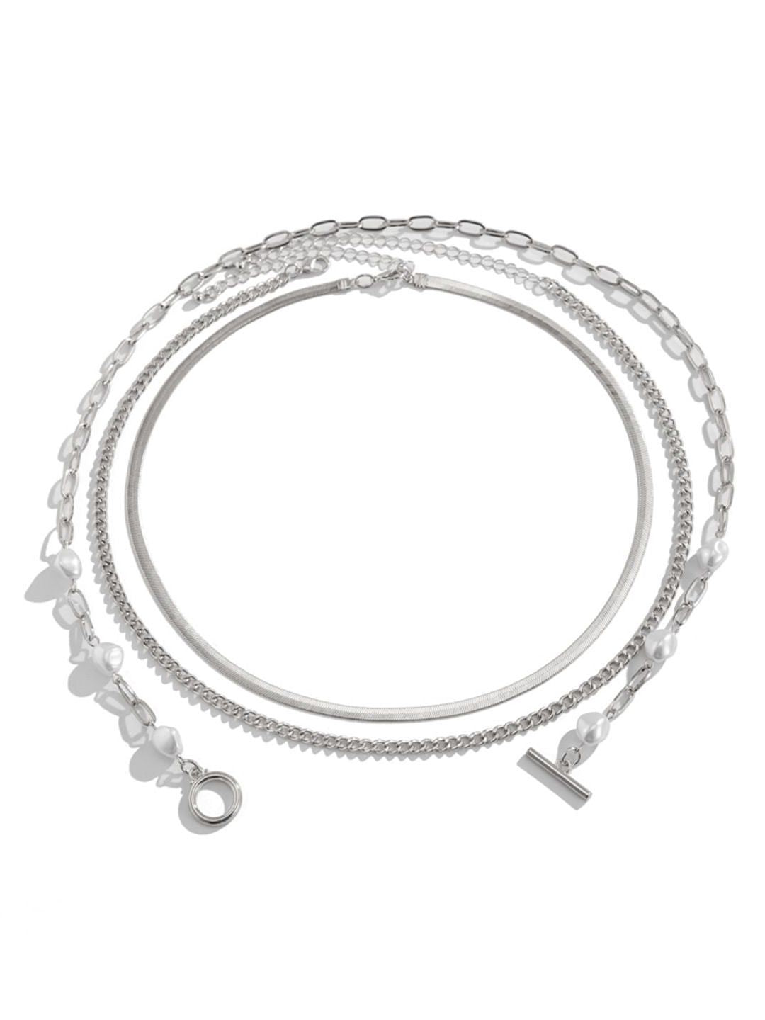 Silver-Plated Artificial Stones Beaded Necklace