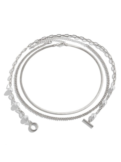 Silver-Plated Artificial Stones Beaded Necklace