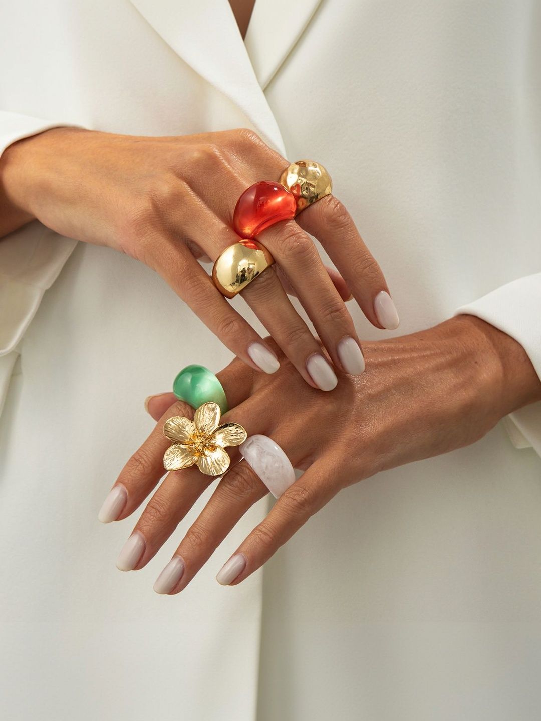 Set Of 6 Gold-Plated Finger Rings