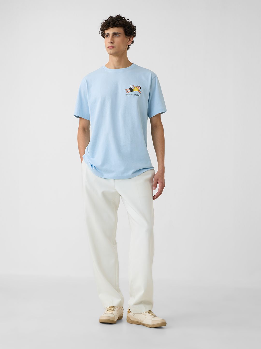Men Relaxed Fit Printed Blue T-Shirts