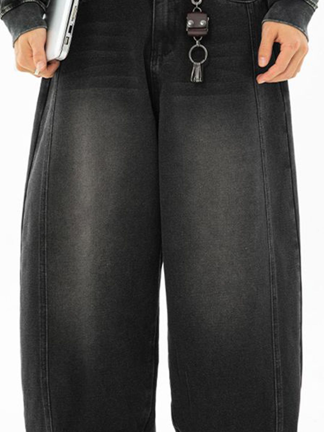 Men Wide Leg Mid-Rise Jeans