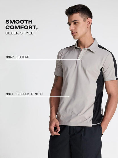 Cement Contrast Bonded Polo T-shirt