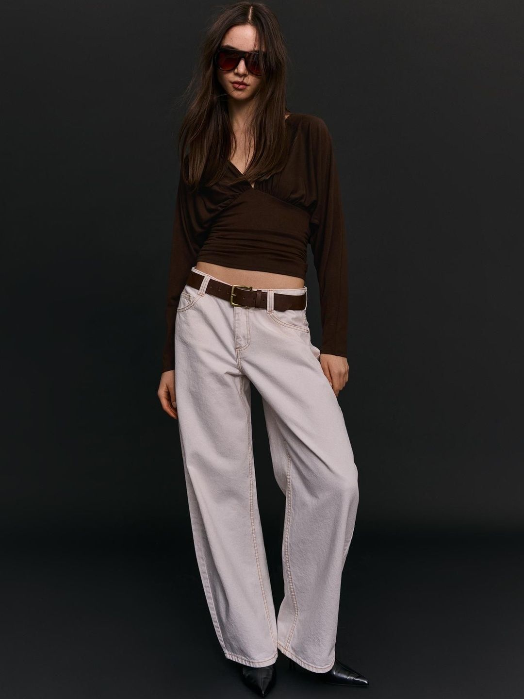 Long sleeve ruched T-shirt