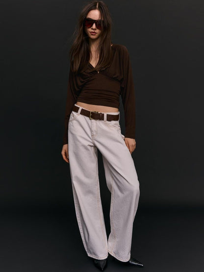 Long sleeve ruched T-shirt