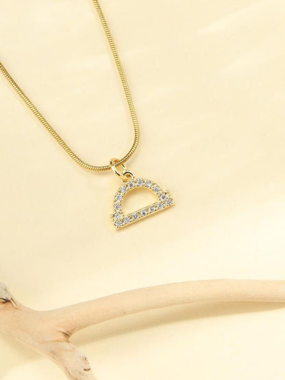SALTY Circular Artificial Stone Studded Pendant with Chain