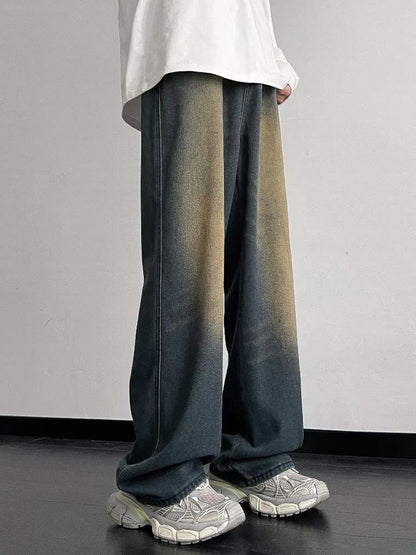 Men Mid-Rise Heavy Fade Wide Leg Jeans