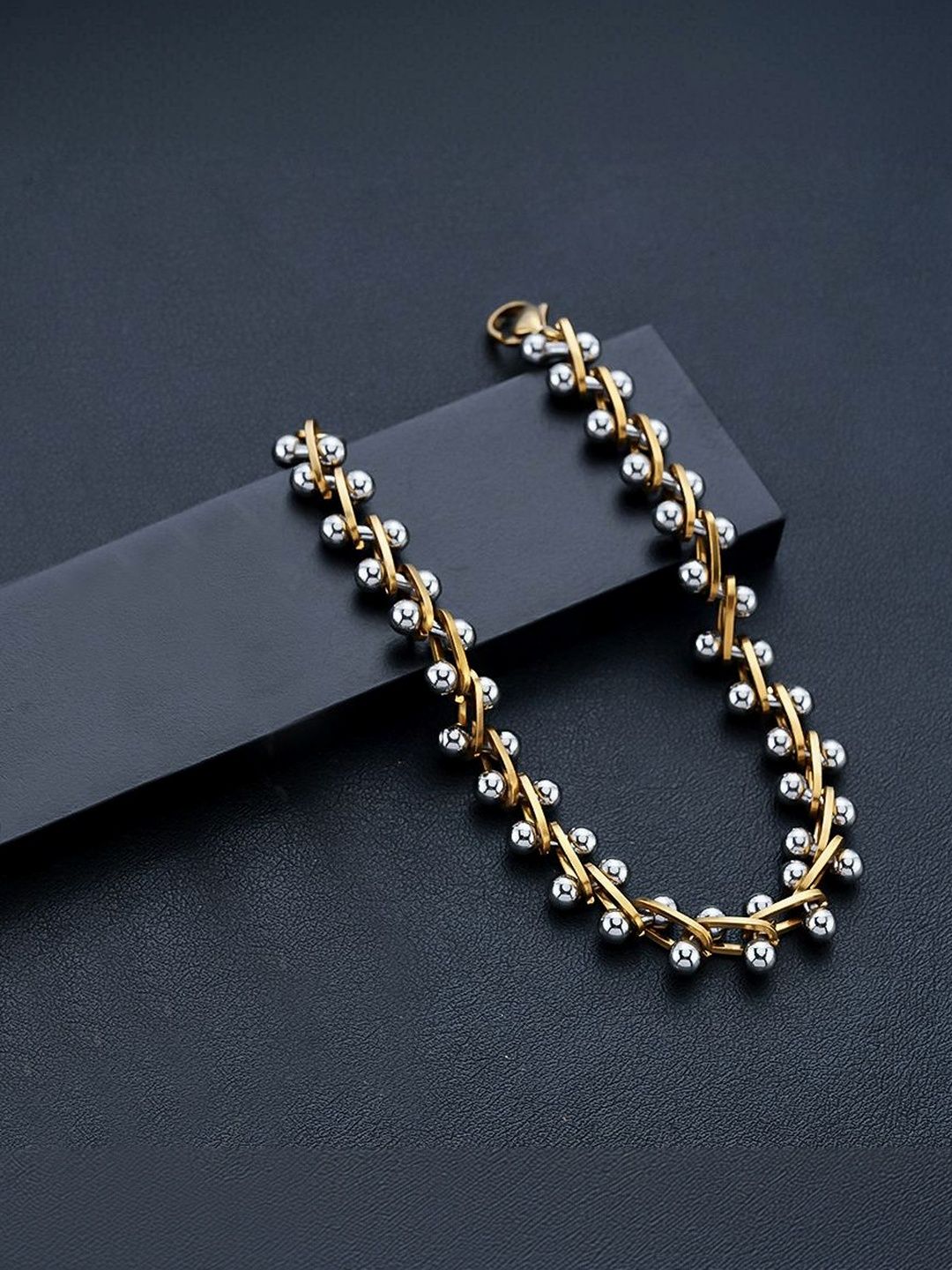 Men Handcrafted Gold-Plated Link Bracelet