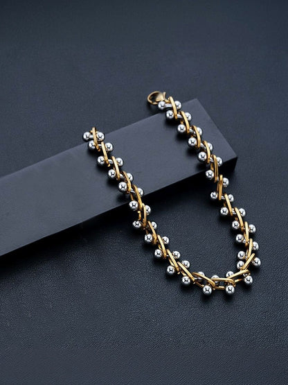 Men Handcrafted Gold-Plated Link Bracelet