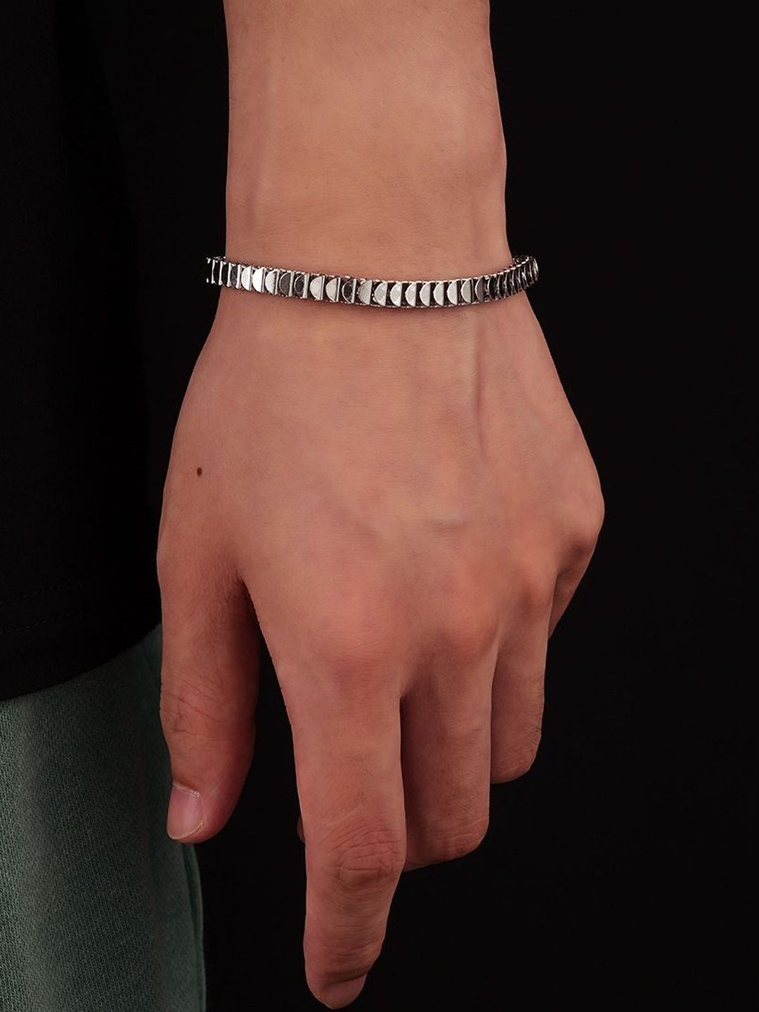 Men Handcrafted Silver-Plated Link Bracelet