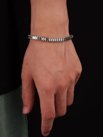 Men Handcrafted Silver-Plated Link Bracelet