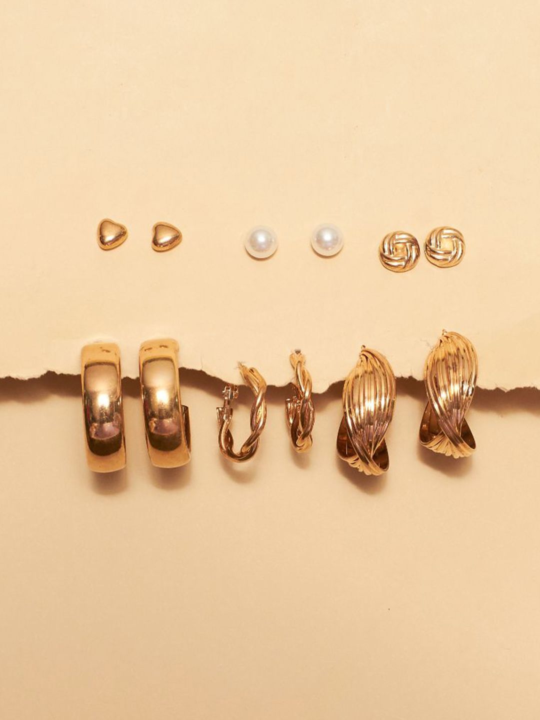 SALTY Set Of 6 Hoop Earrings With Dove Pendant Chain Jewellery Set